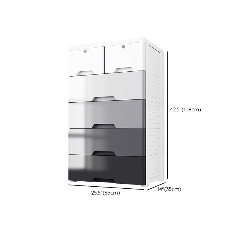 Contemporary Plastic Storage Cabinet for Bedroom Grey Cabinet with Drawers
