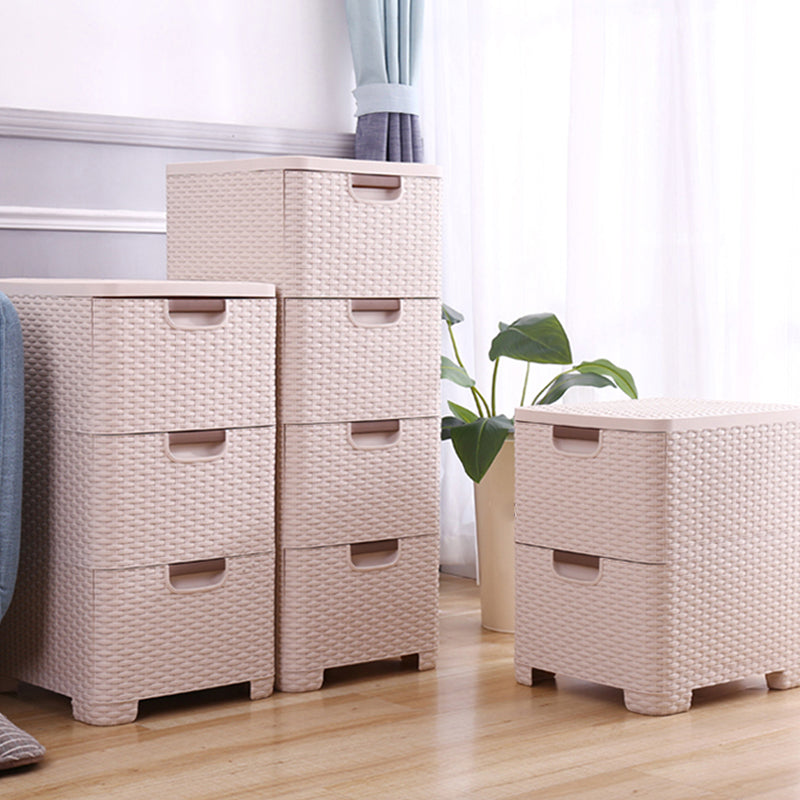 Plastic Beige Non-Hanging Armoire Modern Storage Cabinet for Bedroom