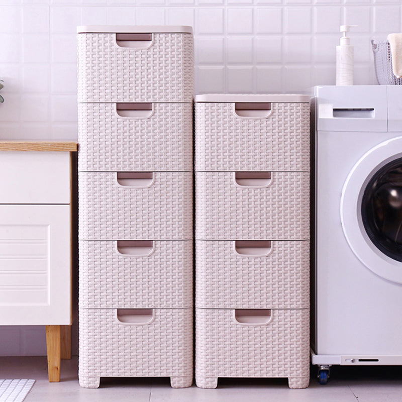 Plastic Beige Non-Hanging Armoire Modern Storage Cabinet for Bedroom