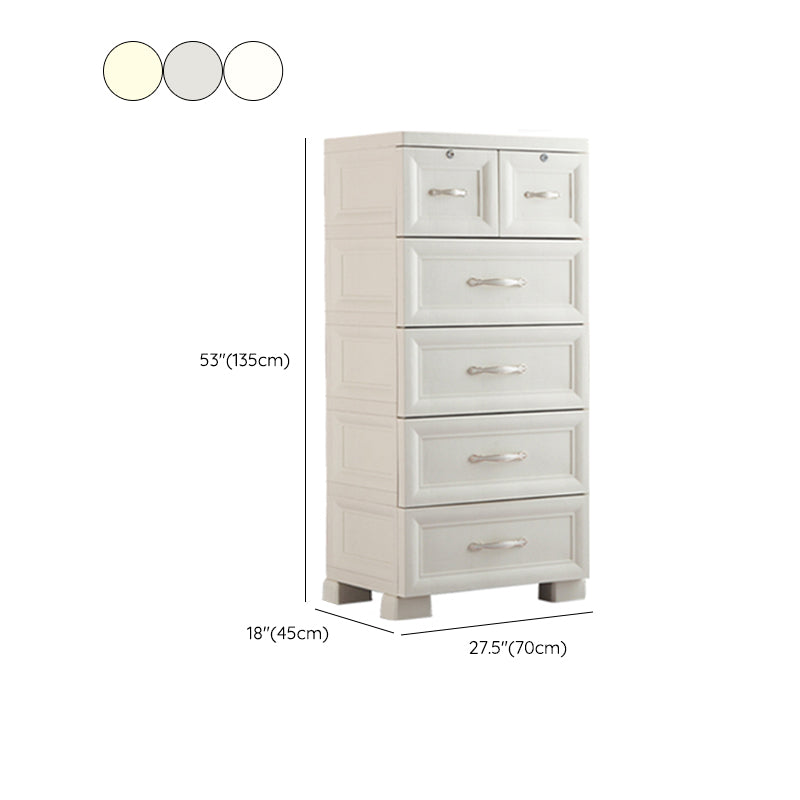 Modern Plastic Storage Cabinet for Bedroom Matte Finish Cabinet with 6 Drawers