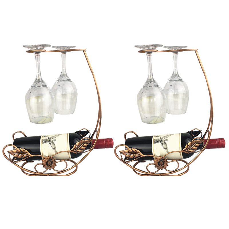 Industrial Metal Wine Rack Free-Stand Tabletop Wine Bottle & Glass Rack
