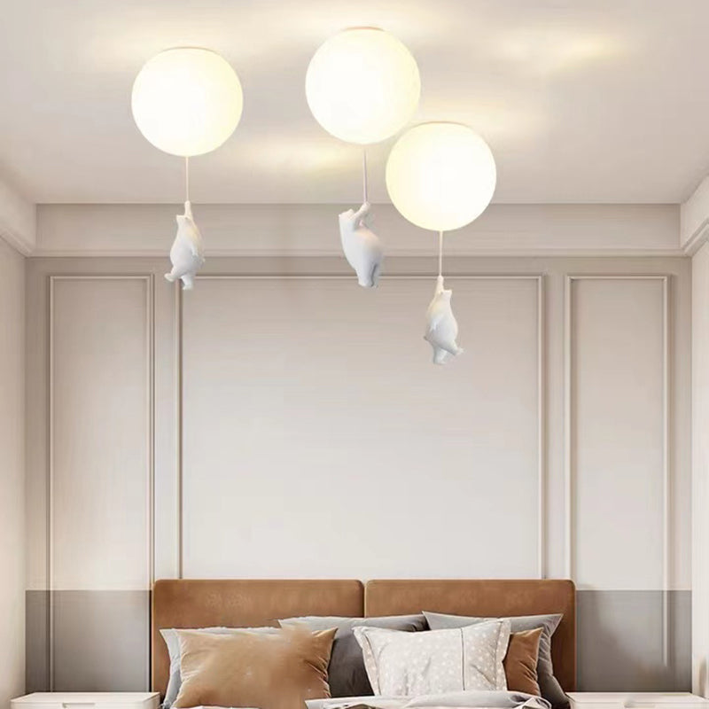 Contemporary Ceiling Lamp Creative Bear Flush Mount Light Fixture