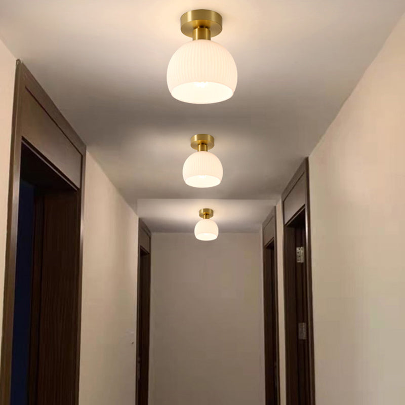 Contemporary Ceiling Lamp Glass Shade Flush Mount Light Fixture