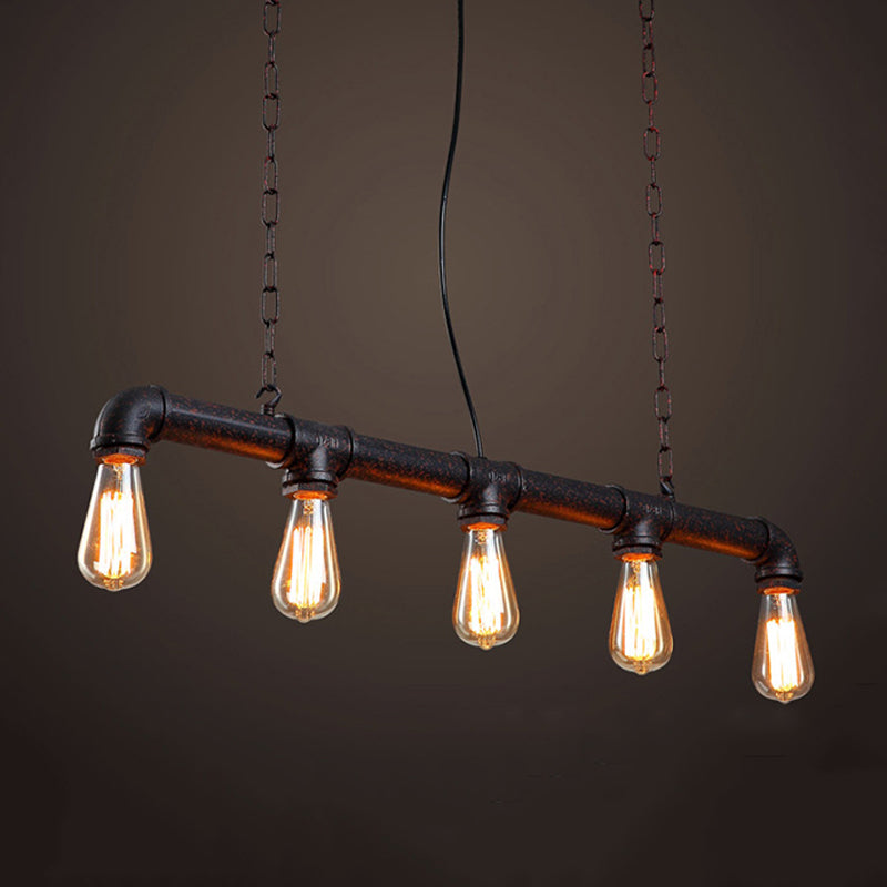 Linear Shape Pendant Light Kit Industrial Style Metal 5/10 Lights Pendant Light in Rust