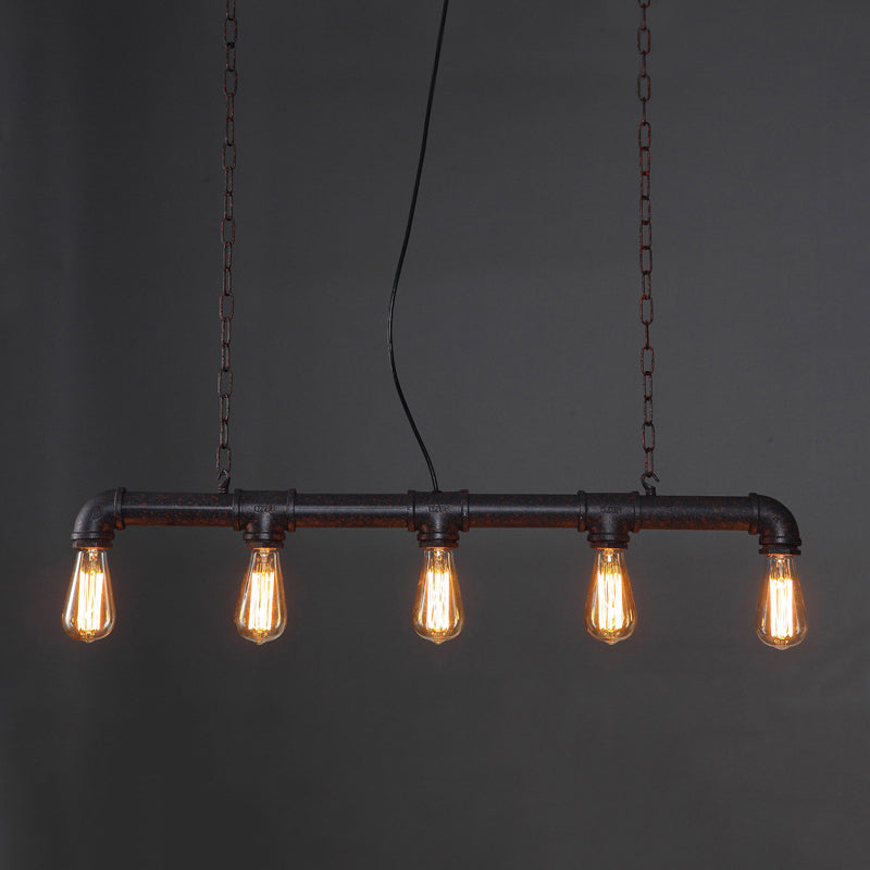 Linear Shape Pendant Light Kit Industrial Style Metal 5/10 Lights Pendant Light in Rust