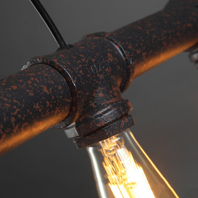 Linear Shape Pendant Light Kit Industrial Style Metal 5/10 Lights Pendant Light in Rust