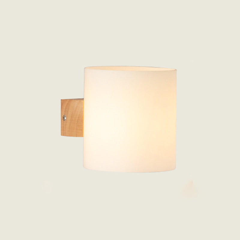 Modern Style Cylinder Shape Wall Lamp Wood Sconces Light for Bedroom
