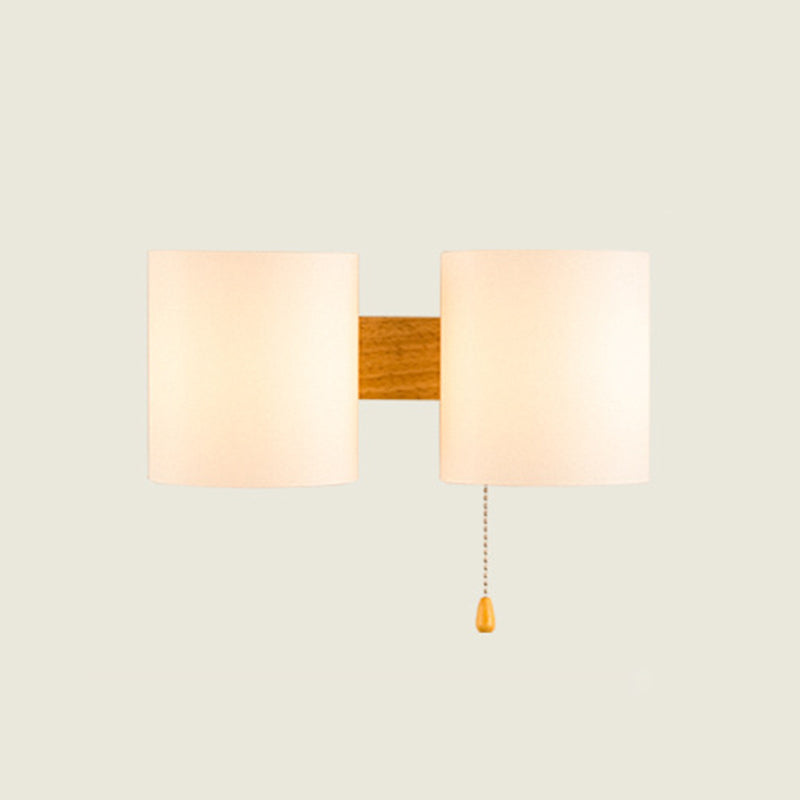 Modern Style Cylinder Shape Wall Lamp Wood Sconces Light for Bedroom