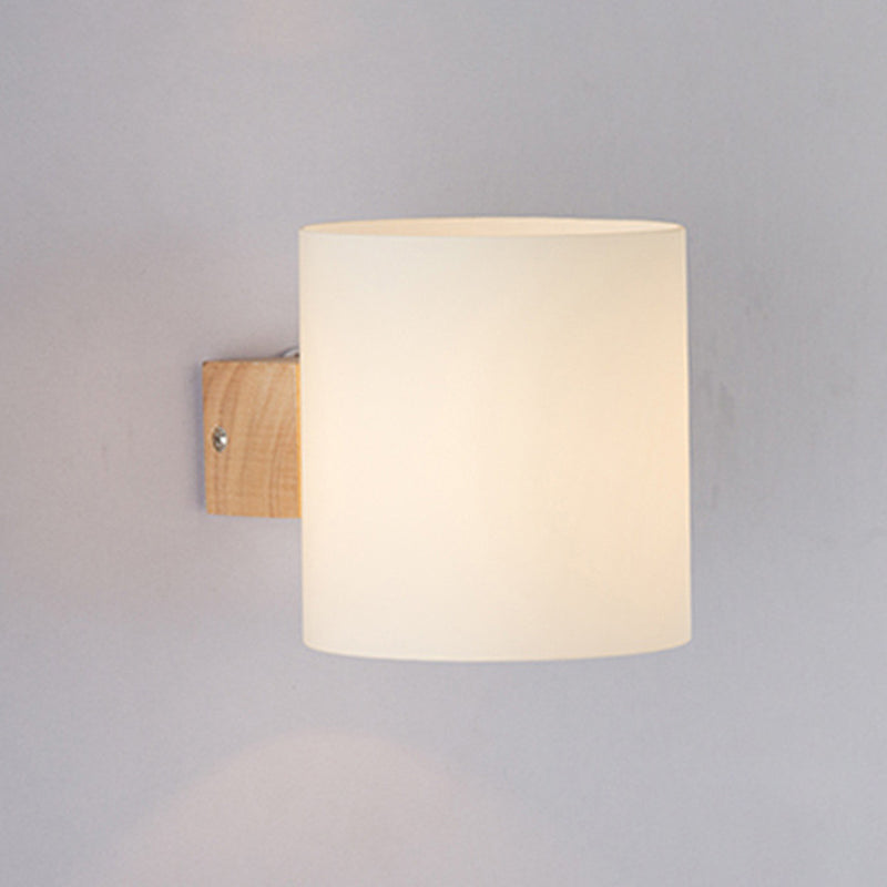 Modern Style Cylinder Shape Wall Lamp Wood Sconces Light for Bedroom