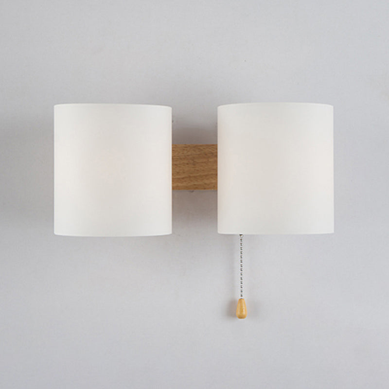 Modern Style Cylinder Shape Wall Lamp Wood Sconces Light for Bedroom