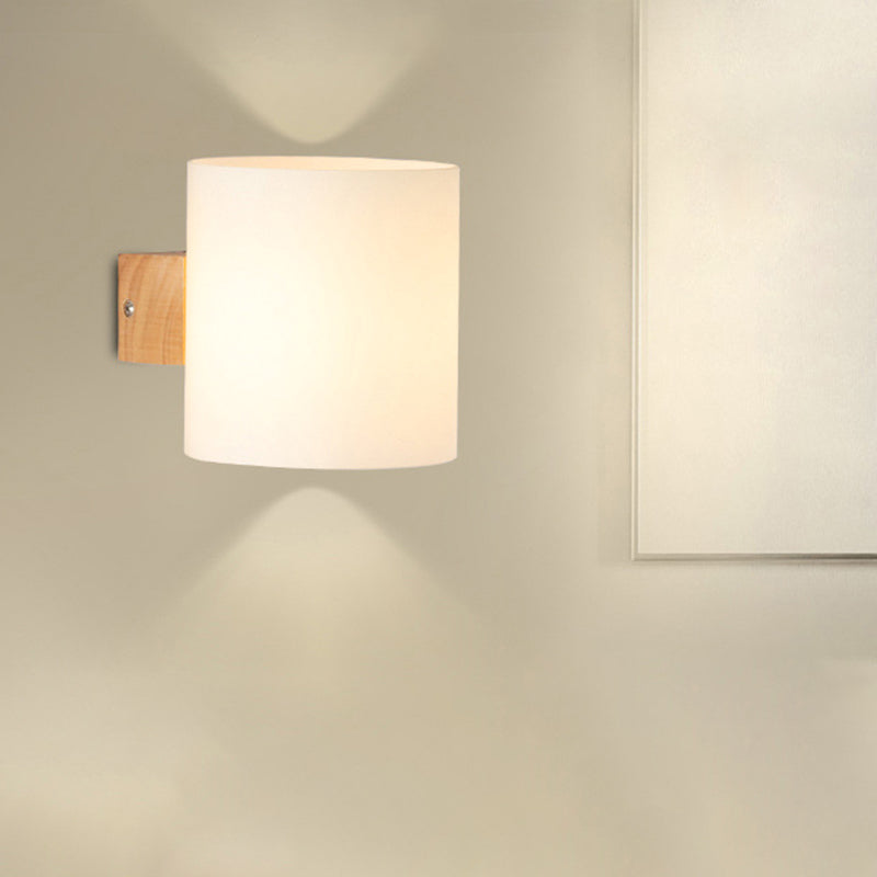 Modern Style Cylinder Shape Wall Lamp Wood Sconces Light for Bedroom