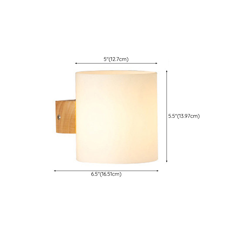 Modern Style Cylinder Shape Wall Lamp Wood Sconces Light for Bedroom