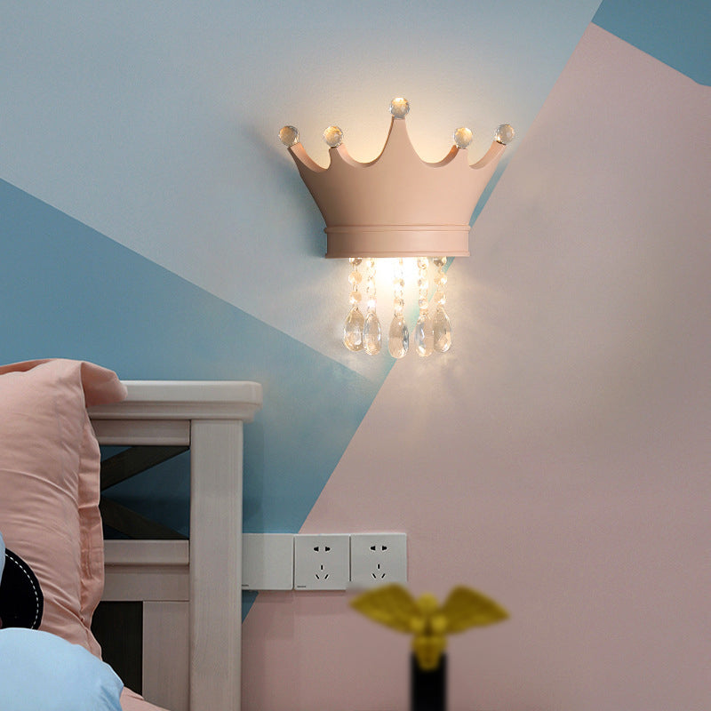 Crystal Crown Shape Wall Light Modern Style 2 Lights Wall Light Sconce