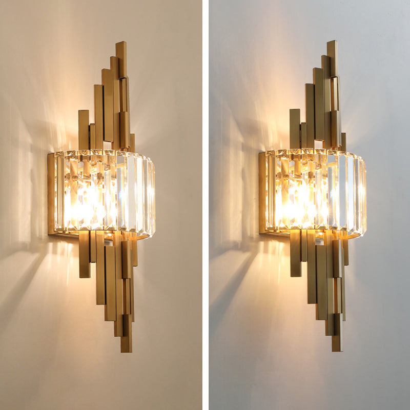 2-Light Geometric Wall Light Modern Crystal Wall Light Fixture