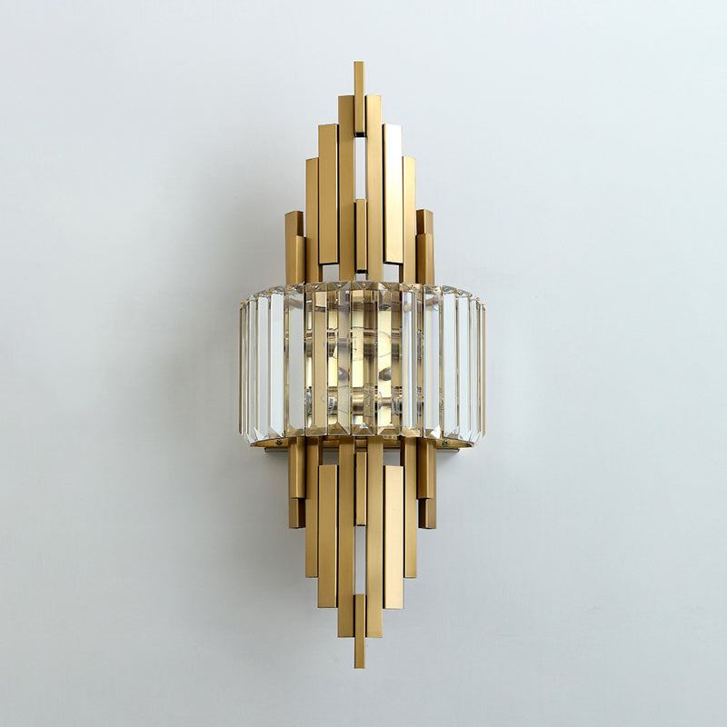 2-Light Geometric Wall Light Modern Crystal Wall Light Fixture
