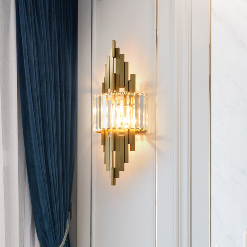 2-Light Geometric Wall Light Modern Crystal Wall Light Fixture