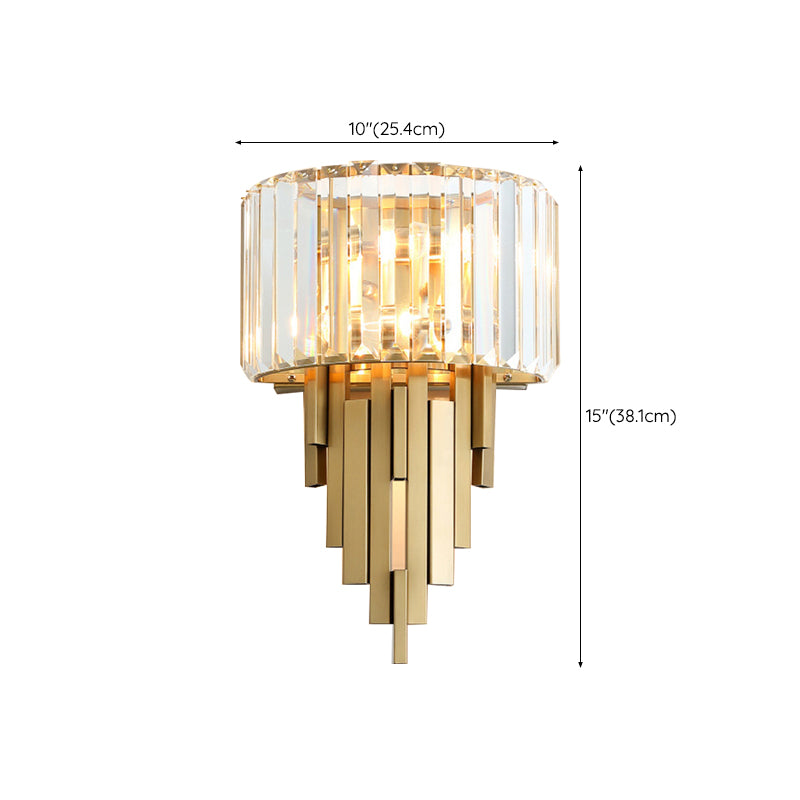 2-Light Geometric Wall Light Modern Crystal Wall Light Fixture