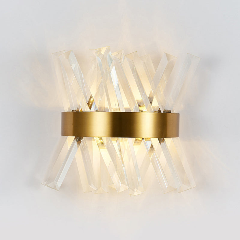 Geometric Shape Crystal Wall Light Modern Style 2 Lights Wall Light Sconce in Gold