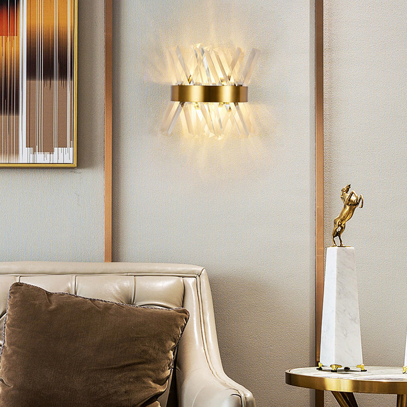 Geometric Shape Crystal Wall Light Modern Style 2 Lights Wall Light Sconce in Gold