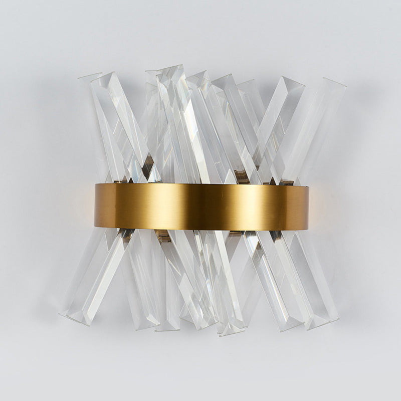 Geometric Shape Crystal Wall Light Modern Style 2 Lights Wall Light Sconce in Gold