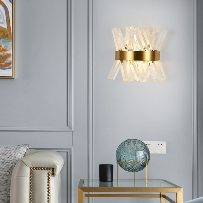 Geometric Shape Crystal Wall Light Modern Style 2 Lights Wall Light Sconce in Gold