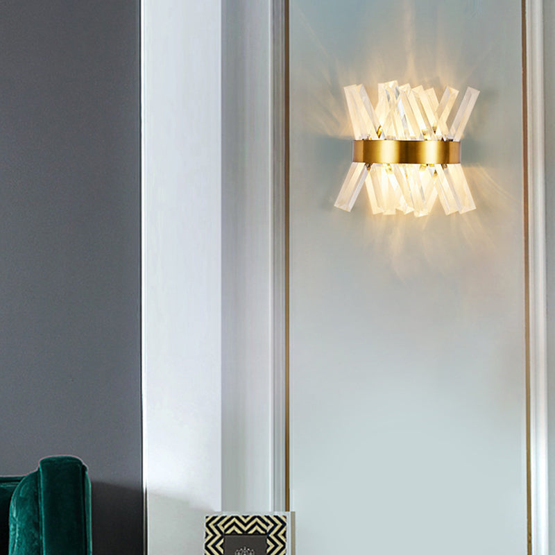 Geometric Shape Crystal Wall Light Modern Style 2 Lights Wall Light Sconce in Gold