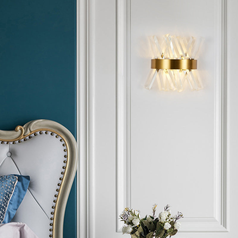 Geometric Shape Crystal Wall Light Modern Style 2 Lights Wall Light Sconce in Gold