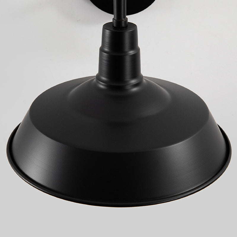 Flat Shape Wall Light Industrial Style Metal 1 Light Wall Lamp in Black