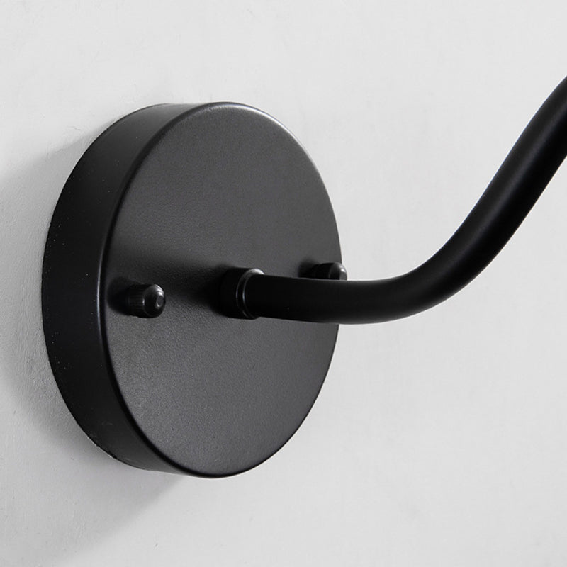 Flat Shape Wall Light Industrial Style Metal 1 Light Wall Lamp in Black