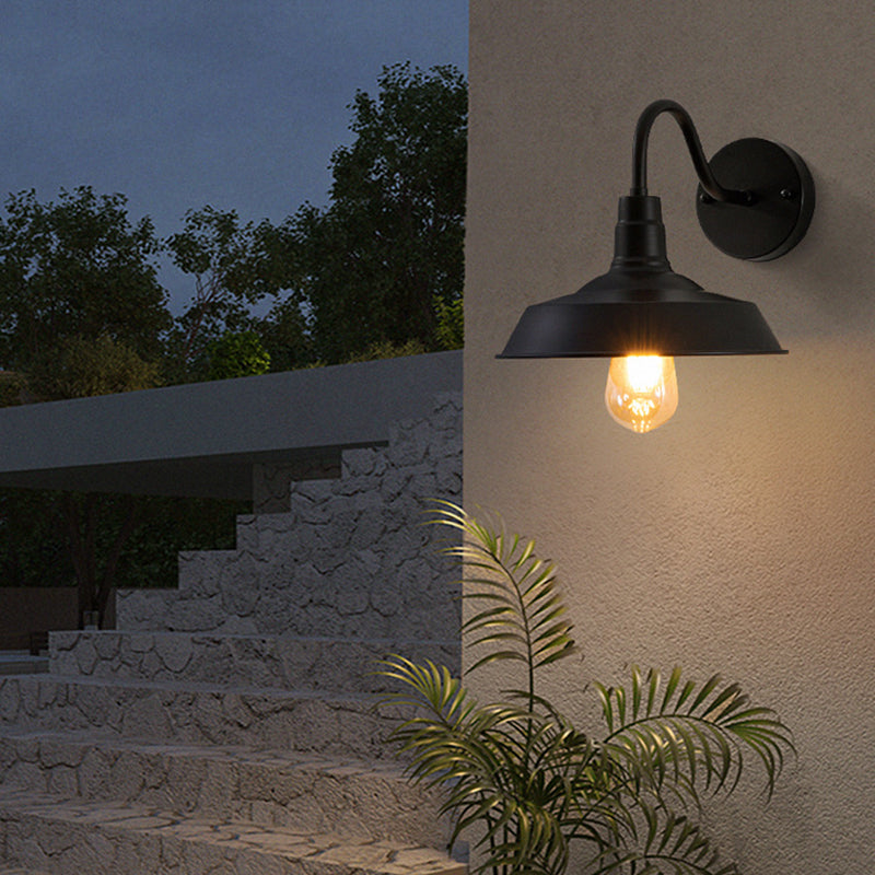 Flat Shape Wall Light Industrial Style Metal 1 Light Wall Lamp in Black