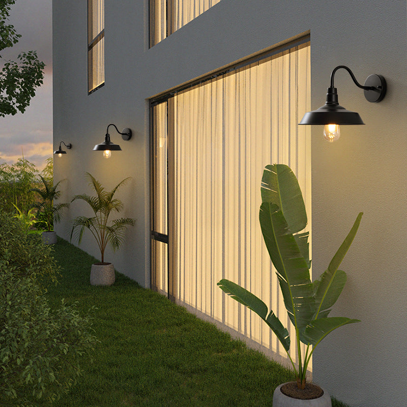 Flat Shape Wall Light Industrial Style Metal 1 Light Wall Lamp in Black