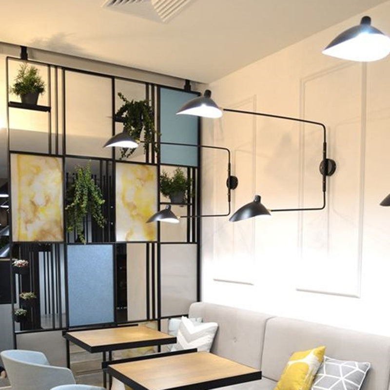 Black Modern Wall Sconce Geometric Shape Wall Light with Metal Shade for Bedroom