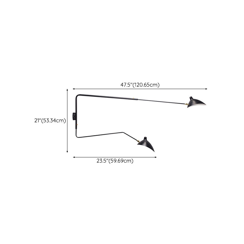 Black Modern Wall Sconce Geometric Shape Wall Light with Metal Shade for Bedroom