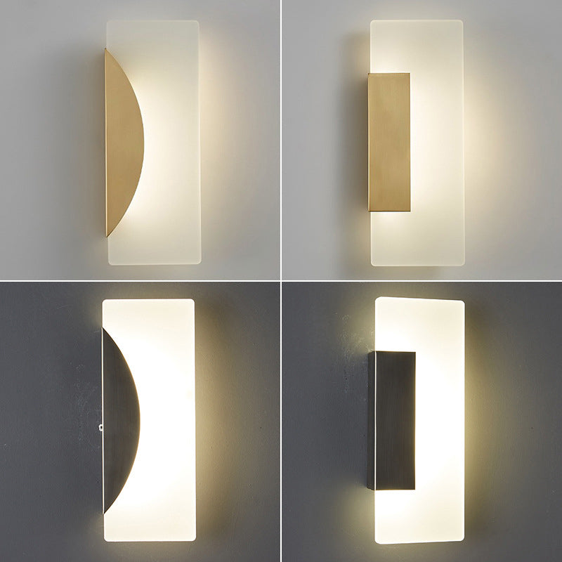 1-Light Rectangle Wall Lamp Modern Metal Sconce Light Fixture