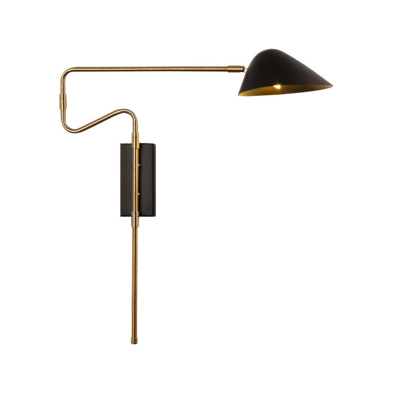 Modern Wall Sconce Geometric Shape Wall Light with Metal Shade for Bedroom in Black