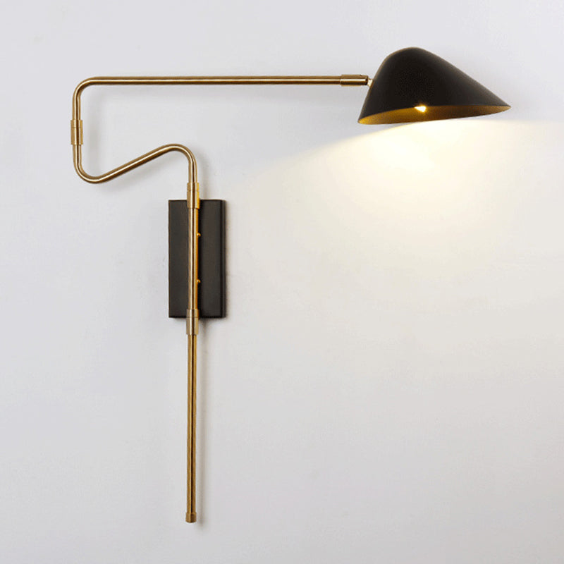 Modern Wall Sconce Geometric Shape Wall Light with Metal Shade for Bedroom in Black