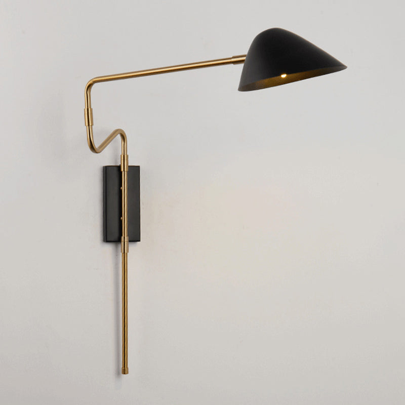 Modern Wall Sconce Geometric Shape Wall Light with Metal Shade for Bedroom in Black
