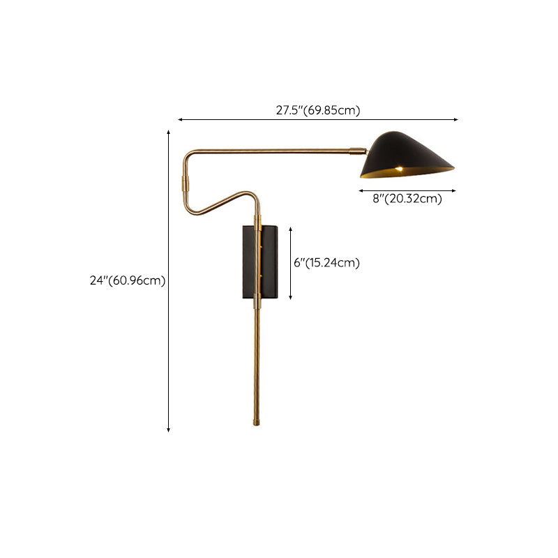 Modern Wall Sconce Geometric Shape Wall Light with Metal Shade for Bedroom in Black