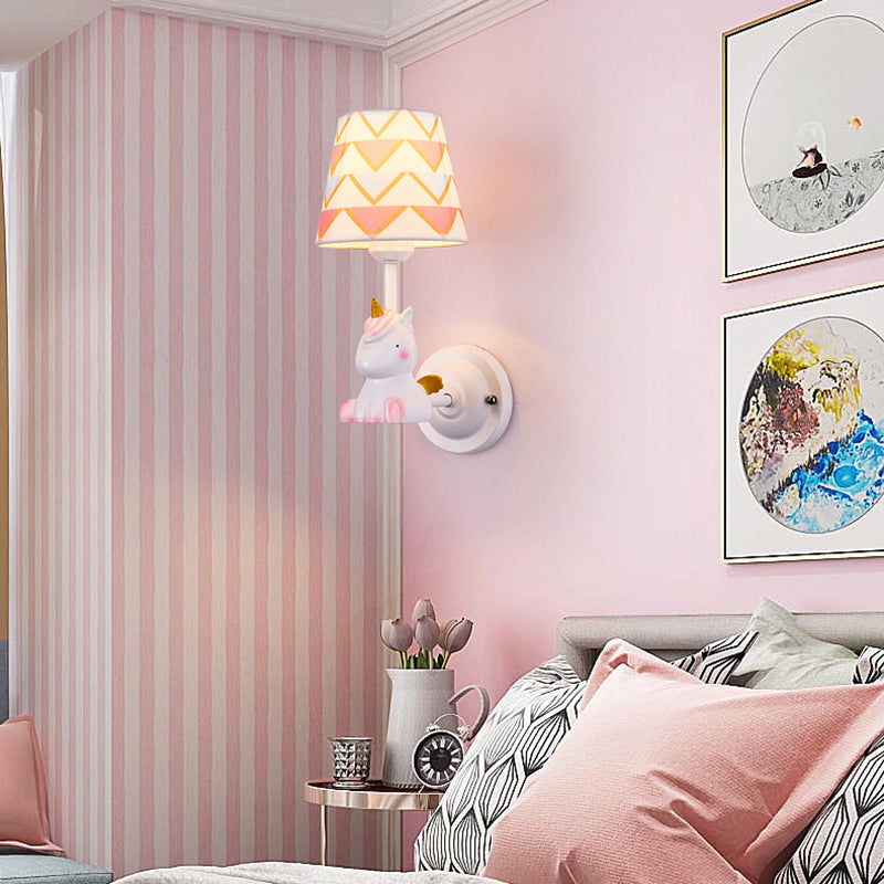 Nordic Style Wall Light Fabric Shade Wall Lamp for Children's Room (Included Doll)