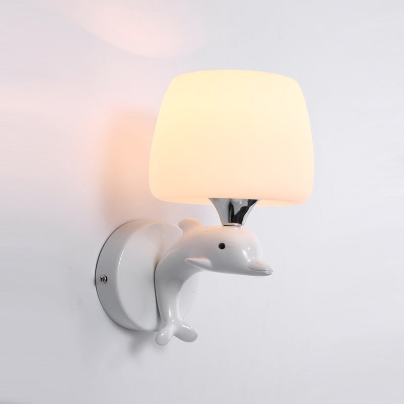 Cartoon Style Iron Wall Light Dolphin Shape Wall Lamp for Children's Room