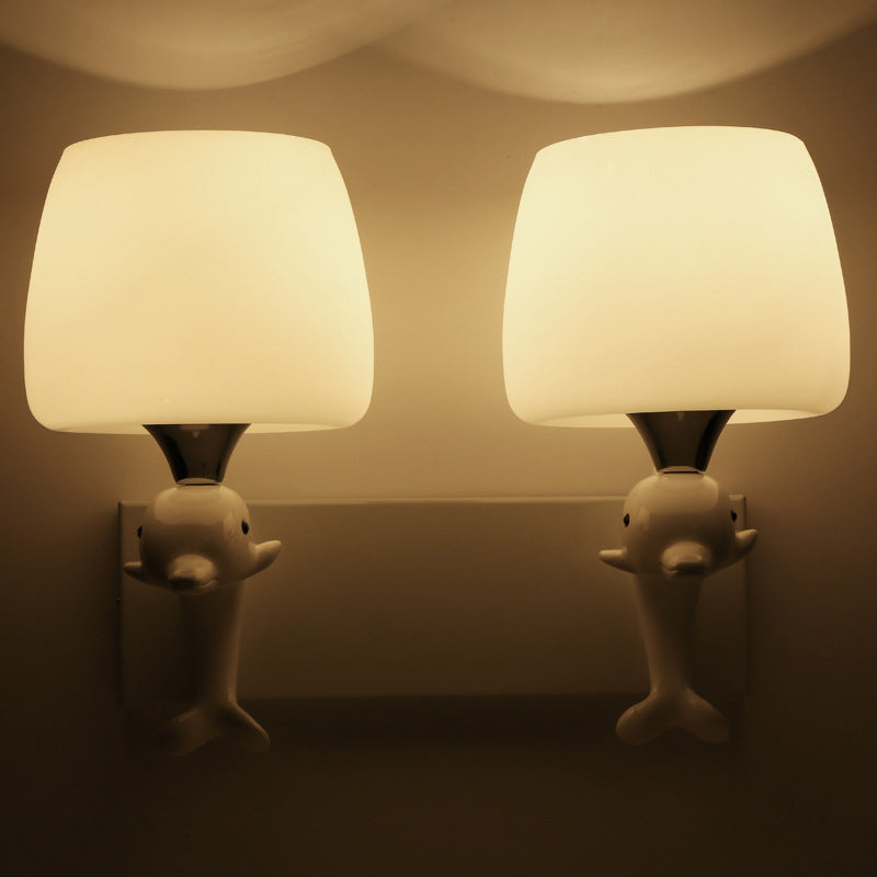 Cartoon Style Iron Wall Light Dolphin Shape Wall Lamp for Children's Room