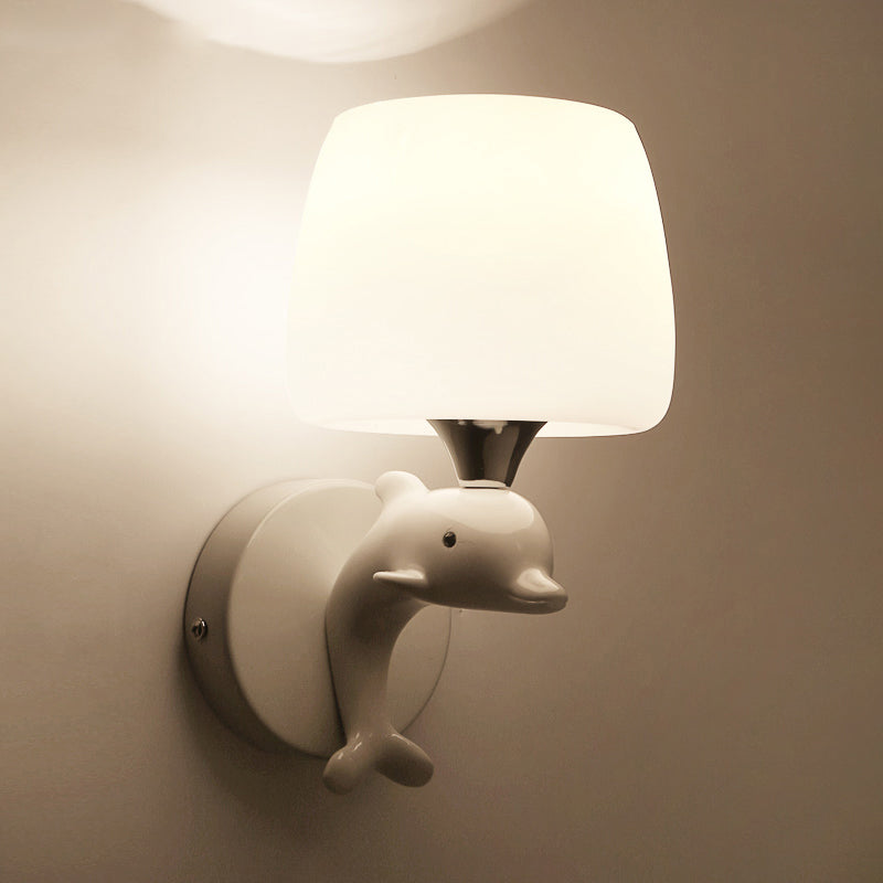 Cartoon Style Iron Wall Light Dolphin Shape Wall Lamp for Children's Room