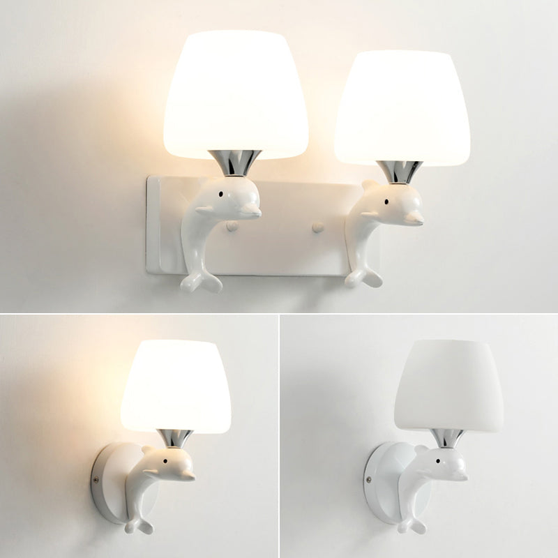 Cartoon Style Iron Wall Light Dolphin Shape Wall Lamp for Children's Room