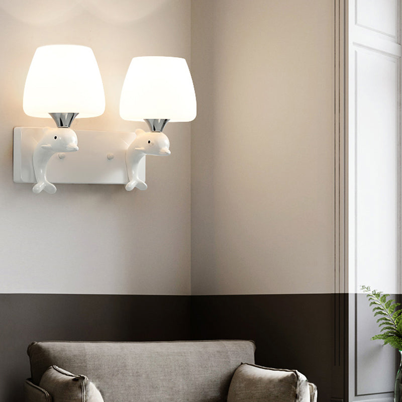 Cartoon Style Iron Wall Light Dolphin Shape Wall Lamp for Children's Room