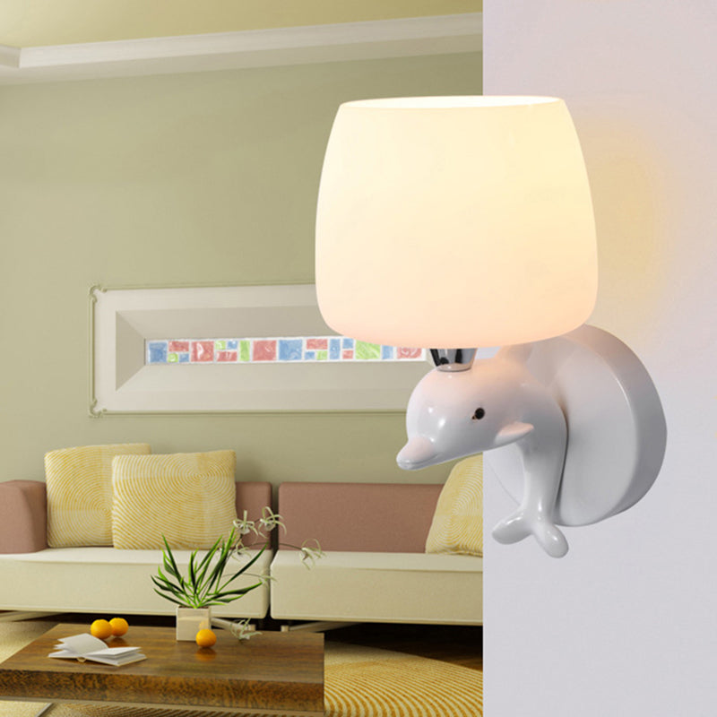 Cartoon Style Iron Wall Light Dolphin Shape Wall Lamp for Children's Room