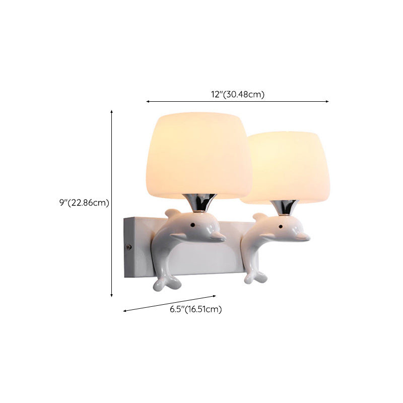 Cartoon Style Iron Wall Light Dolphin Shape Wall Lamp for Children's Room