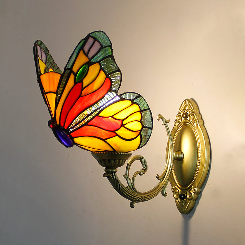 Tiffany Butterfly Sconce Light Fixtures Glass Wall Light Sconce for Bedroom