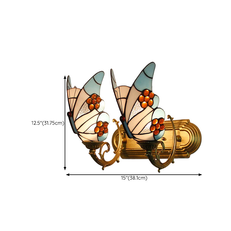 Tiffany Butterfly Sconce Light Fixtures Glass Wall Light Sconce for Bedroom