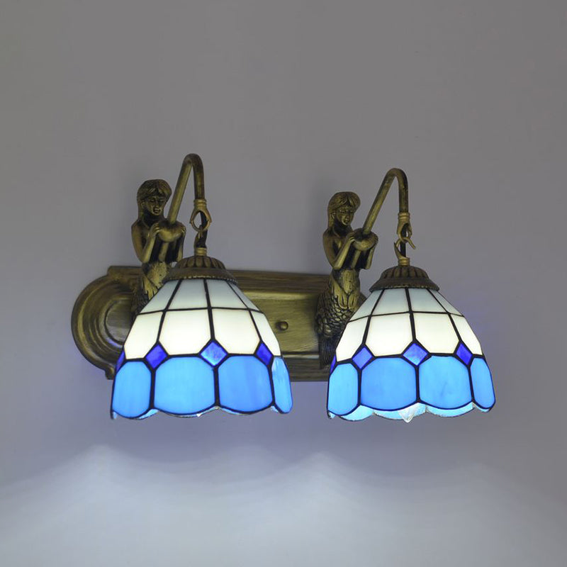 Tiffany Glass Vanity Light Colorful Wall Light Sconce for Washroom
