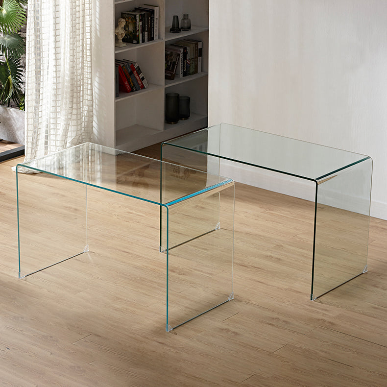 29"H Contemporary Writing Desk Rectangular Glass Office Desk